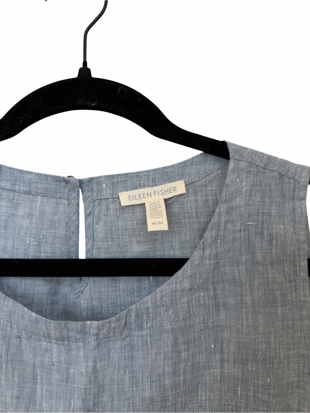 Eileen Fisher Sleeveless Linen Tank Dress in Chambray Blue Grey - Picture 5 of 9